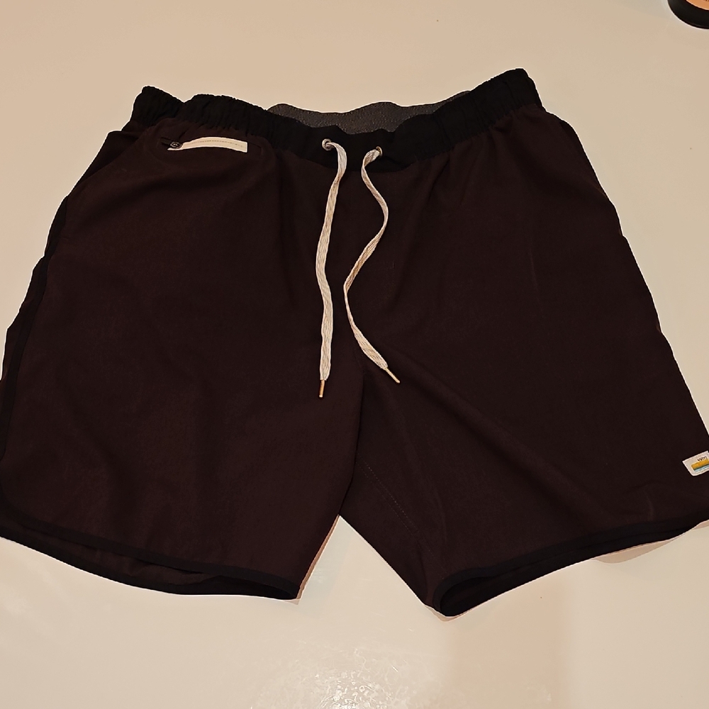 Vuori Men's Maroon Athletic Shorts with White Drawstring